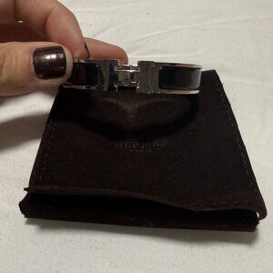 Black Hermès Clic H Bangle Bracelet